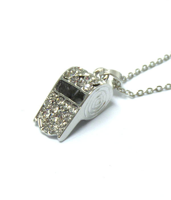 CRYSTAL WHISTLE PENDANT NECKLACE