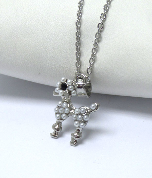 DOG WITH SMALL PEARLS NECKLAEC