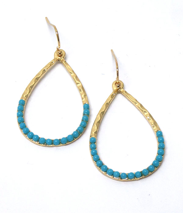 TEAR DROP WITH TURQUOISE STONES FISH HOOK EARRIGS
