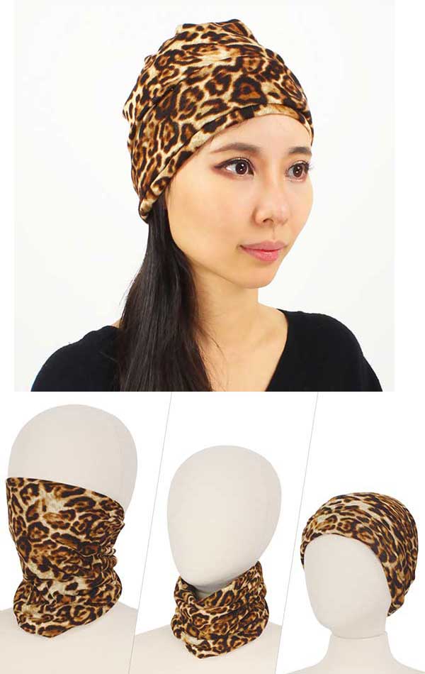 DOUBLE LAYER LEOPARD MULTI USE FACE COVER - 100% POLYESTER