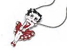 Wholesale Costume Jewelry - WHITE GOLD PLATING CRYSTAL AND ENAMEL CARTOON CHARACTER BETTY BOOP NECKLACE