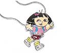 WHITE GOLD PLATING CRYSTAL AND ENAMEL CARTOON CHARACTER DORA NECKLACE - Wholesale Jewelry
