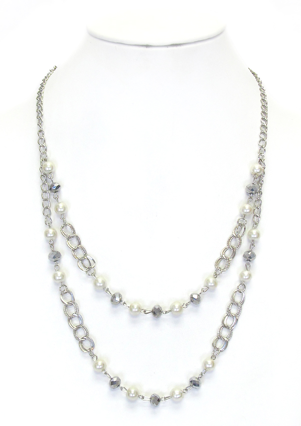 DOUBLE LAYER CHAIN DROP NECKLACE