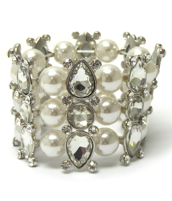 PEARLS AND CRYSTALS THICK CHUNKY BRACELET 