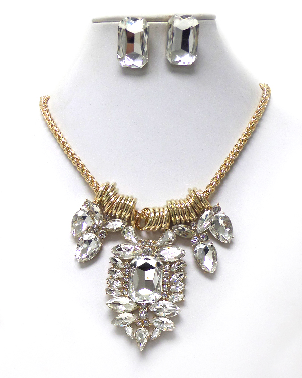 LUXURY CLASS VICTORIAN STYLE AND AUSTRALIAN CRYSTAL GLASS CIRCLE LINKS WITH MULTI CRYSTALS NECKLACE SET 