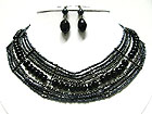 MULTI ROW GLASS AND SEED BEADS NECKLACE SET