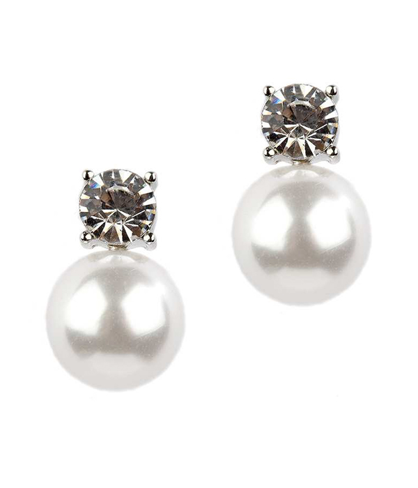 CRYSTAL AND PEARL STUD EARRING