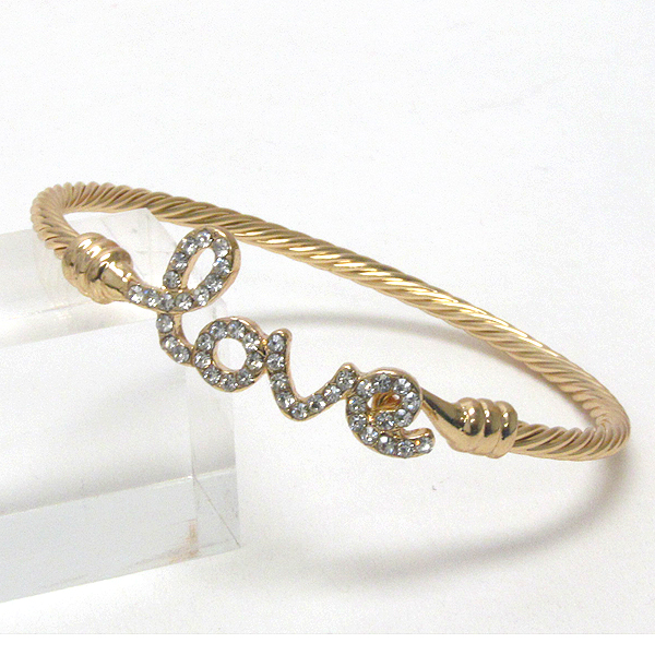 CRYSTAL LOVE MESSAGE FLEXIBLE WIRE BAND BANGLE BRACELET