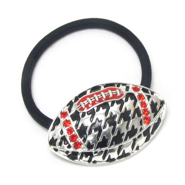 CRYSTAL AND HOUNDSTOOTH DECO FOOTBALL PONY TAIL