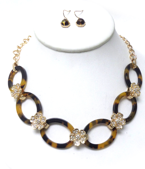 LINKED CIRCLES WITH FLOWER NECKLACE SET