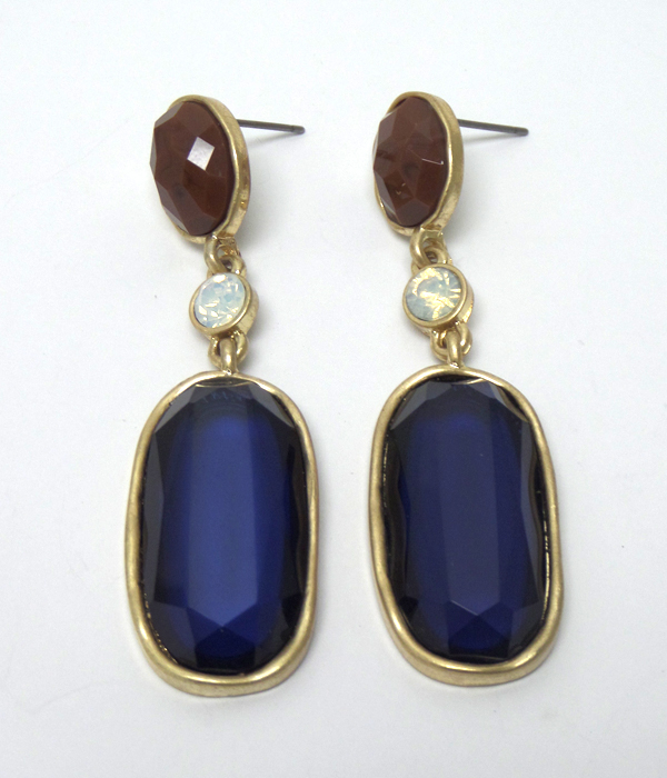 STONE WITH CRYSTAL DROP EARRINGS