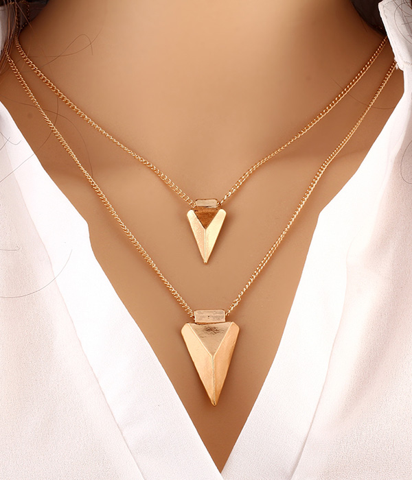 PREMIUM ETSY STYLE SOLID TRIANGLE CHARM LAYERED NECKLACE