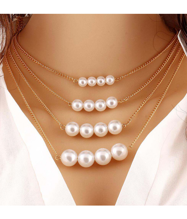PREMIUM ETSY STYLE PEARL BALL LAYERED NECKLACE