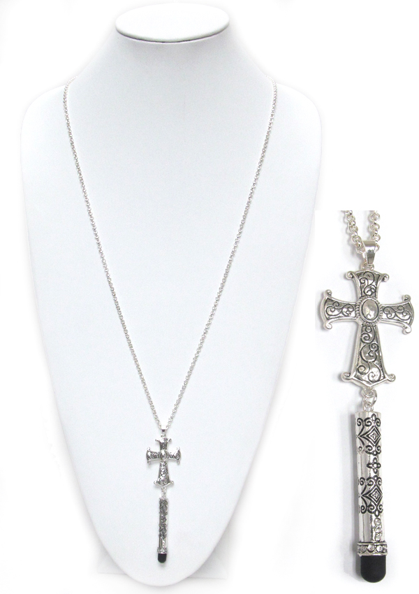 CROSS AND STYLUS PEN LONG NECKLACE