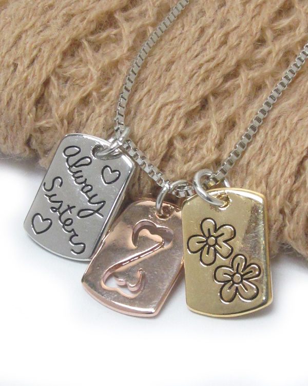LOVE MESSAGE THREE PENDANT NECKLACE - ALWAYS SISTERS