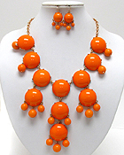 MULTI ACRYLIC PUFFY ROUND BUBBLE NECKLACE EARRING SET