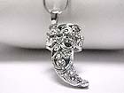 WHITE GOLD PLATING CRYSTAL HORN PENDANT NECKLACE
