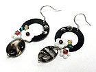 SEMI PRECIOUS STONE AND SHELL FLOWER DANGLE EARRING
