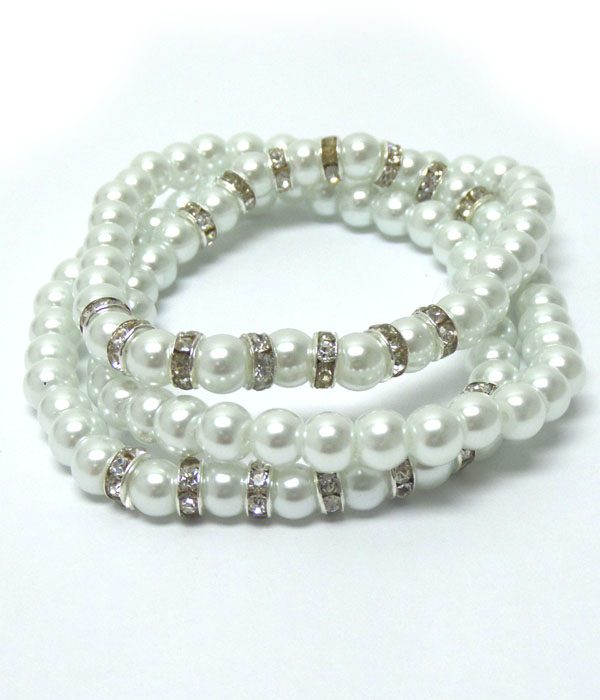 SET OF THREE PEARL WITH STONES BRACELETS