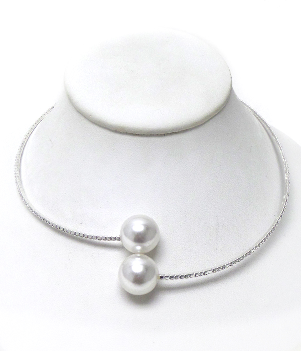 FLEXIBLE MEMORY WIRE CRYSTALS WITH PEARL CHOCKER NECKLACE