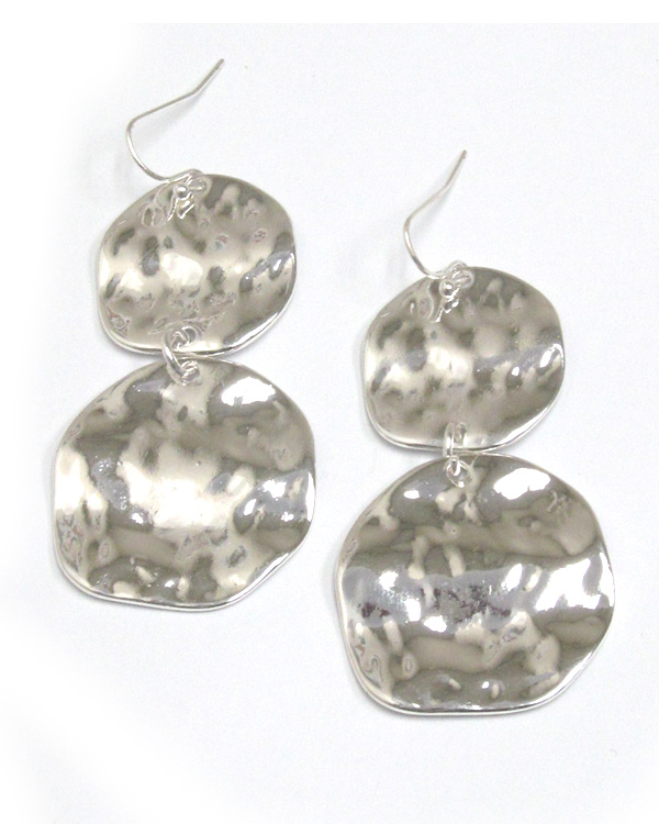 HAMMERED DISK DROP EARRING