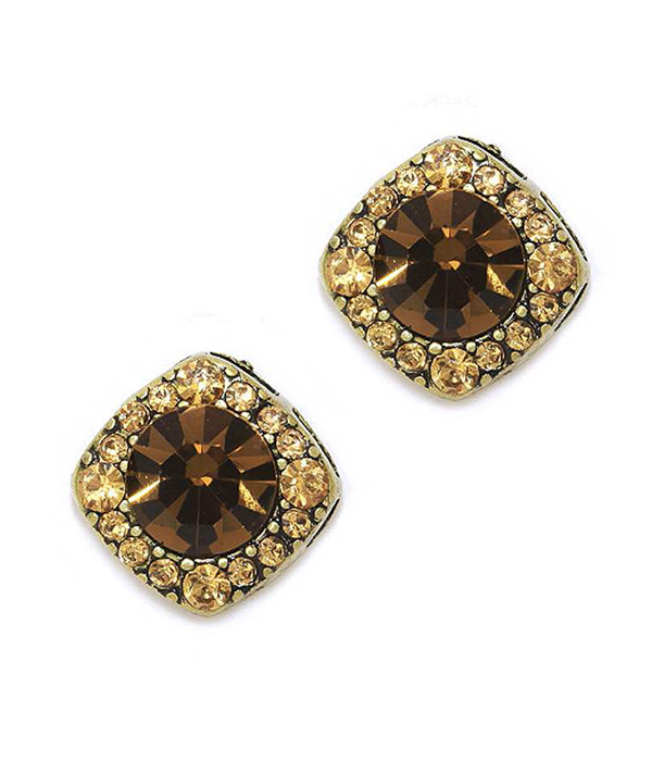 FACET STONE AND CRYSTAL STUD EARRING