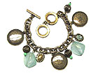 NATURAL STONE AND DISK CHARM TOGGLE BRACELET