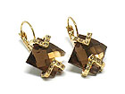 FACET GLASS AND CRYSTAL DECO EARRING