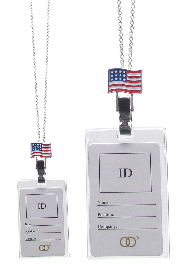AMERICAN FLAG THEME ID HOLDER NECKLACE