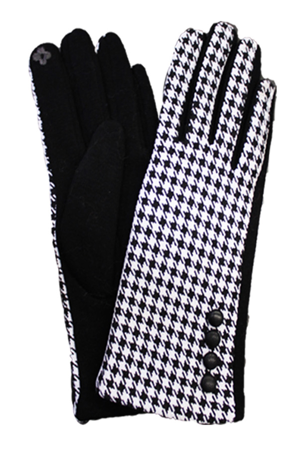 HOUNDTOOTH FASHION TOUCHPHONE GLOVES - A PAIR