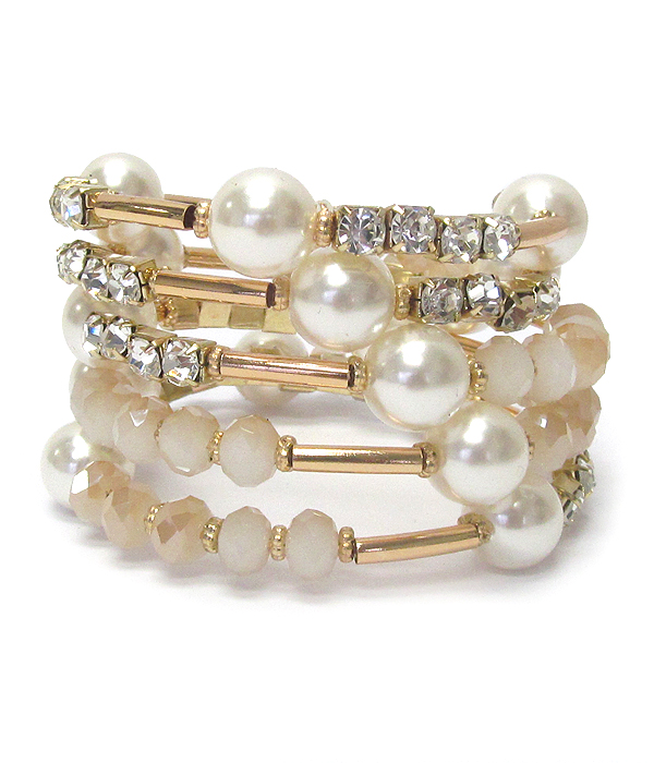 PEARL AND RHINESTONE MIX COIL BRACELET