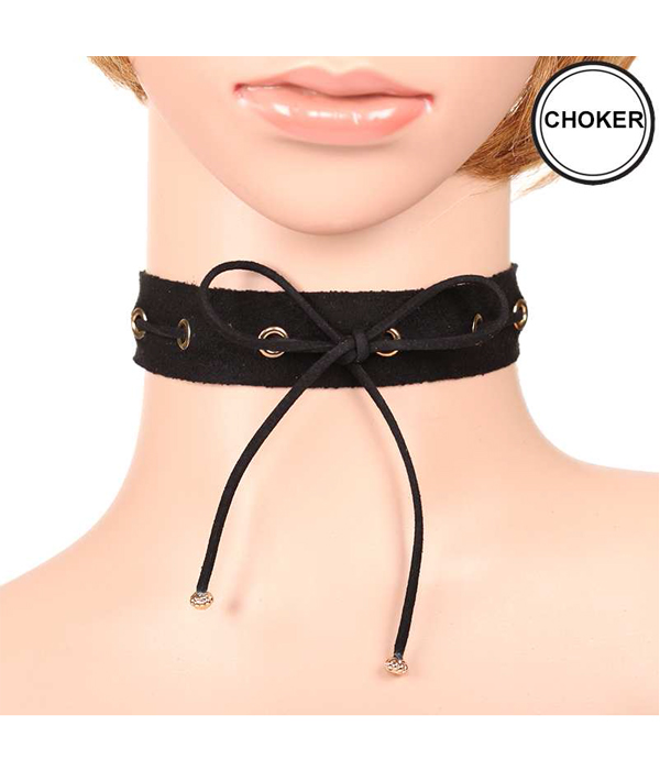LEATHER CHOKER NECKLACE 