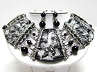 GLAMOROUS STYLE GLASS WORK AND BURNISH METAL LINK NECKLACE SET
