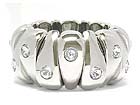 Wholesale Costume Jewelry - GLAMOROUS  FACET STONE STUD  LIGHT WEIGHT HOLLOW METAL STRETCH BRACELET