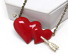 CRYSTAL EPOXY DOUBLE HEART AND ARROW LONG NECKLACE