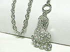 CRYSTAL FOOTPRINT CHARM DANGLE TOGGLE NECKLACE