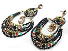 MULTI LAYER CRYSTAL AND GLASS BEADS  HANGING DROP EARRING - Wholesale Jewelry