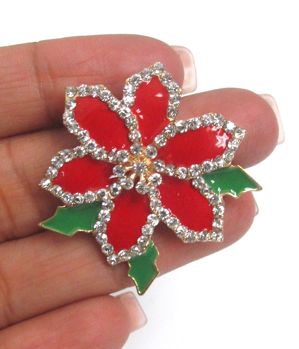 CRYSTAL AND EPOXY FLOWER BROOCH OR PIN