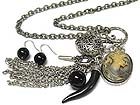 EUROPEAN STYLE CAMEO AND MULTI CHARMS NECKLACE AND EARRING SET