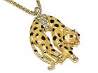 CRYSTAL STUD DETAILED LEOPARD PENDANT NECKLACE