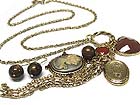 CRYSTAL DECO CAMEO AND LOCKET CHARM NECKLACE AND EARRING SET
