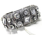 CRYSTAL DECO TEXTURED METAL STRETCH BRACELET