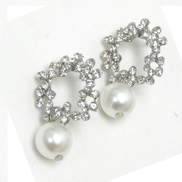 CRYSTAL WREATH AND PEARL DROP EARRING