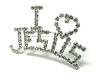 RHINESTONE I LOVE JESUS PIN OR BROOCH