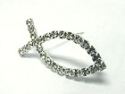 RHINESTONE CHRISTIAN FISH PIN OR BROOCH
