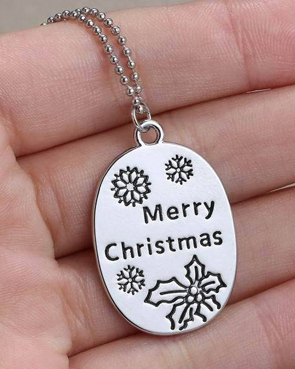 MERRY CHRISTMAS MESSAGE PENDANT NECKLACE- DOUBLE SIDE