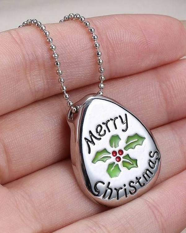 MERRY CHRISTMAS MESSAGE PENDANT NECKLACE