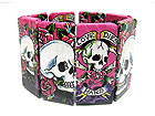 PAPER ART WORK WOOD STRETCH BRACELET - SKULL TATTOO THEME - Wholesale Fashion Jewelry