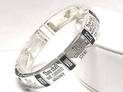 Cheap Steel Jewelry on Wholesale Ten Commandment Metal Casting Stretch Bracelet