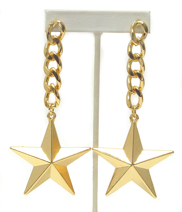THICK CHAIN AND STAR DROP EARRING